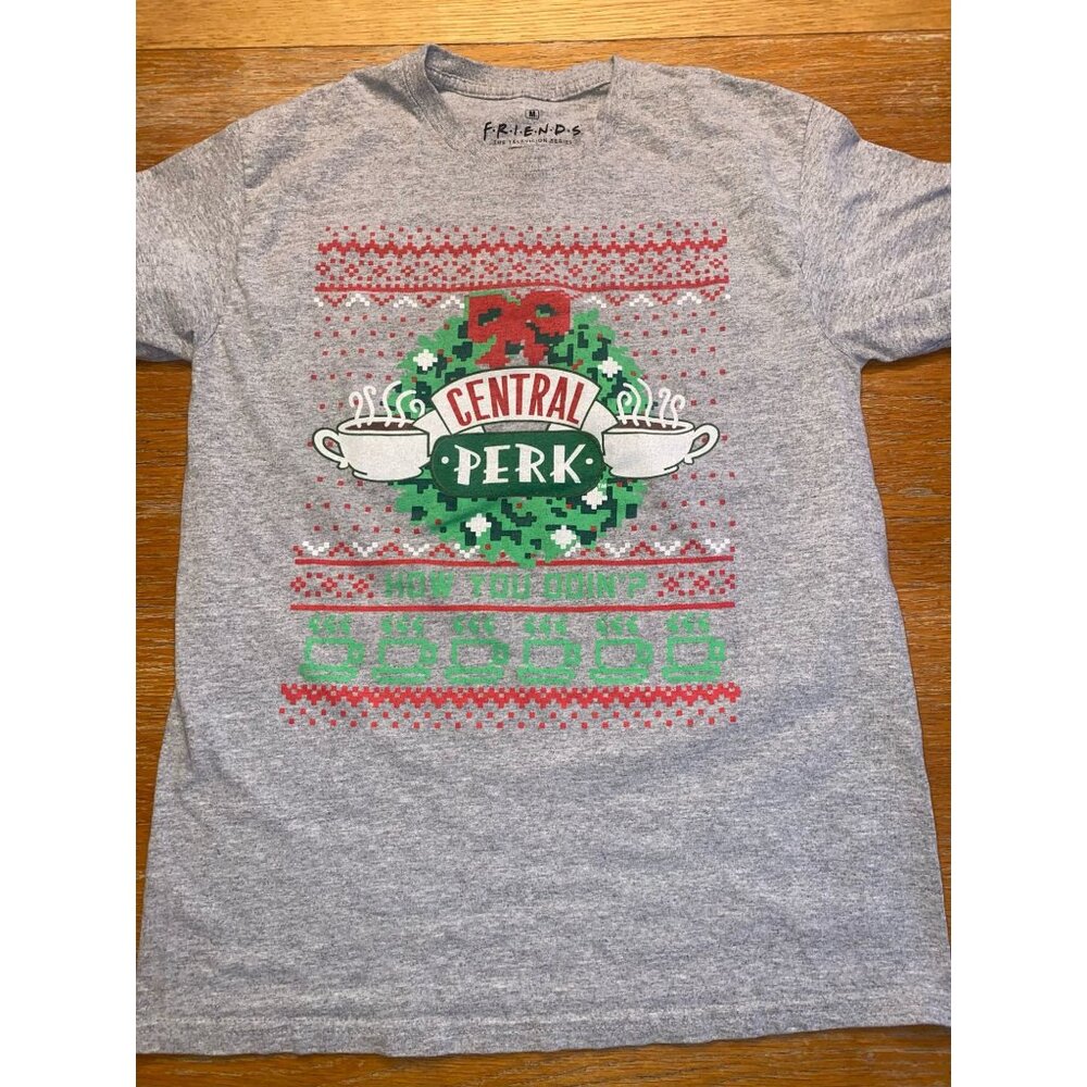 Friends Central Perk Ugly Christmas Sweater T-Shirt Grey